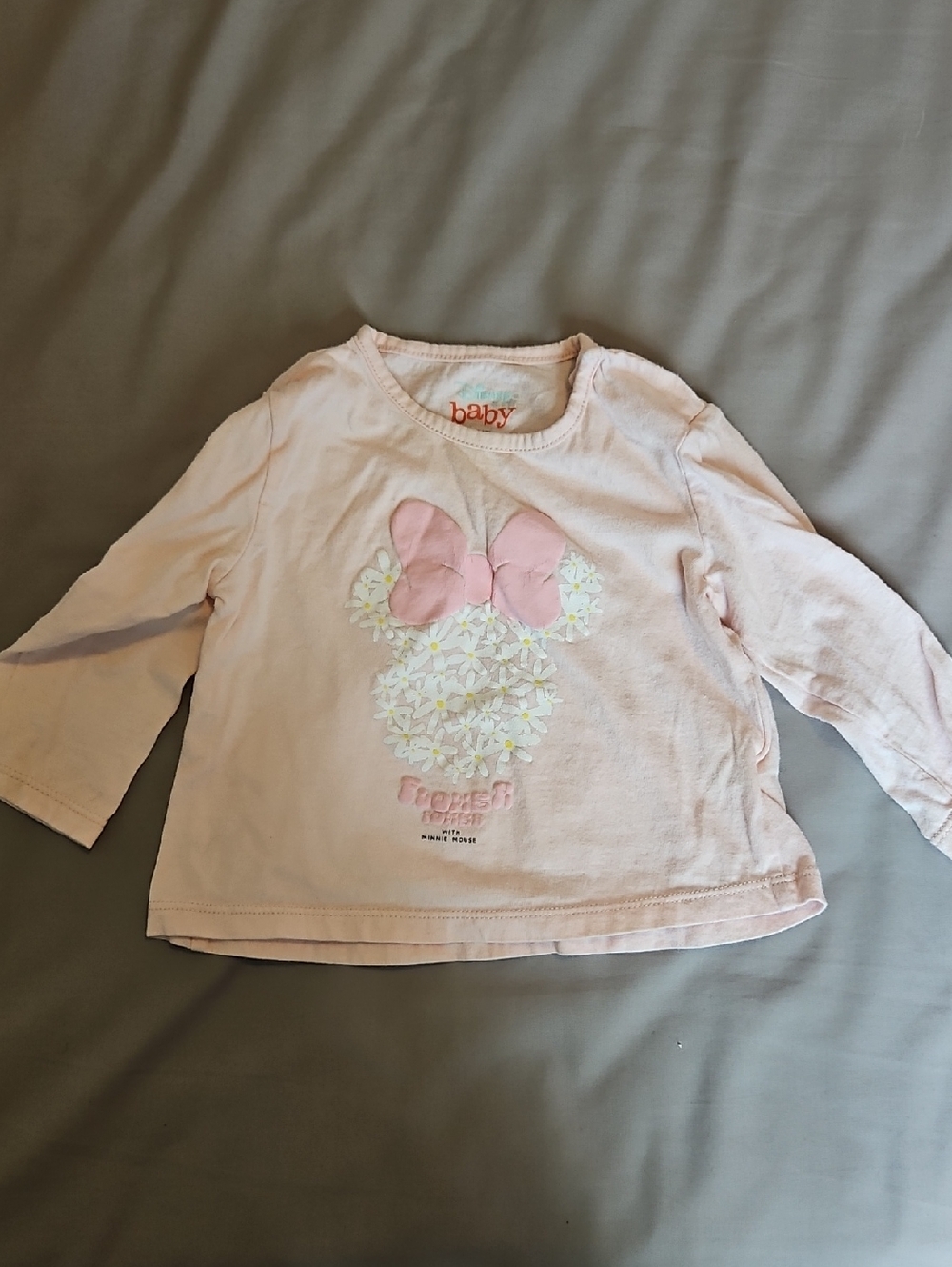 Disney Pink Mini Mouse "Flower Power" Long-Sleeve Tee - 9M